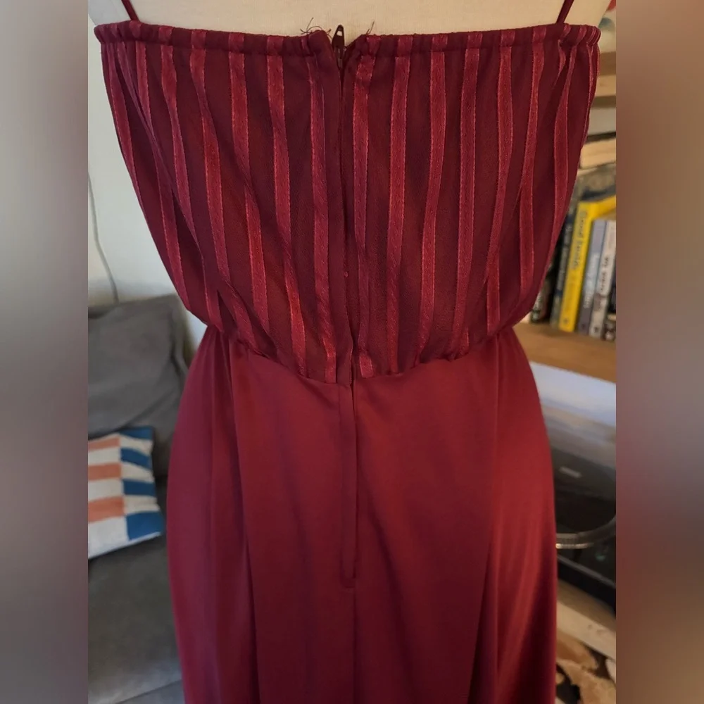 Vintage 70’s 80’s Burgundy Spaghetti Strap Cocktail Party Dress - Picture 10 of 11